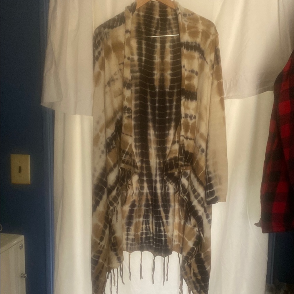 Tie-Dye Brown and Black Women's Poncho